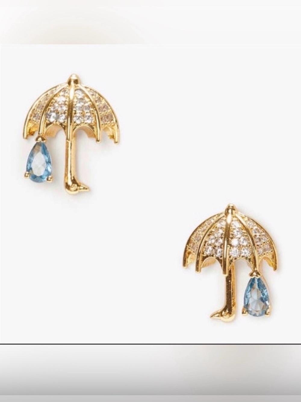 Kate Spade | Rain or‎ Shine Umbrella Pave Stud Earrings NWT